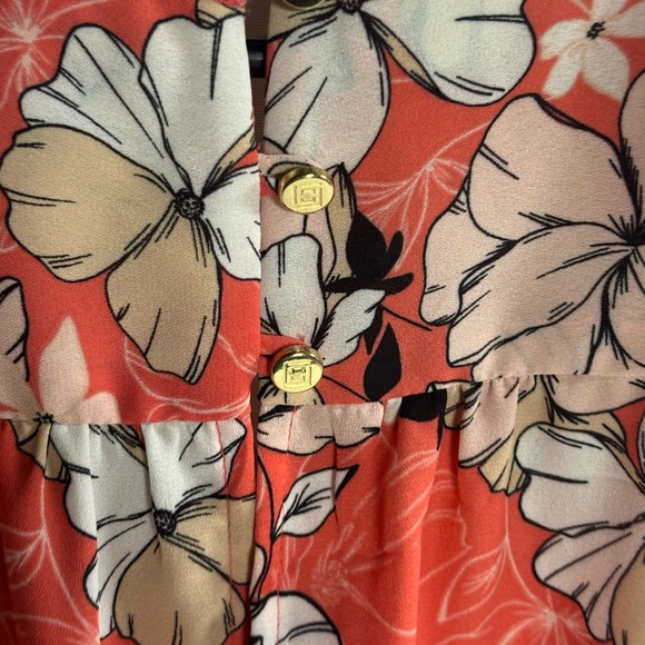 Liz Claiborne Vibrant Coral Floral Top - Picture 4 of 4